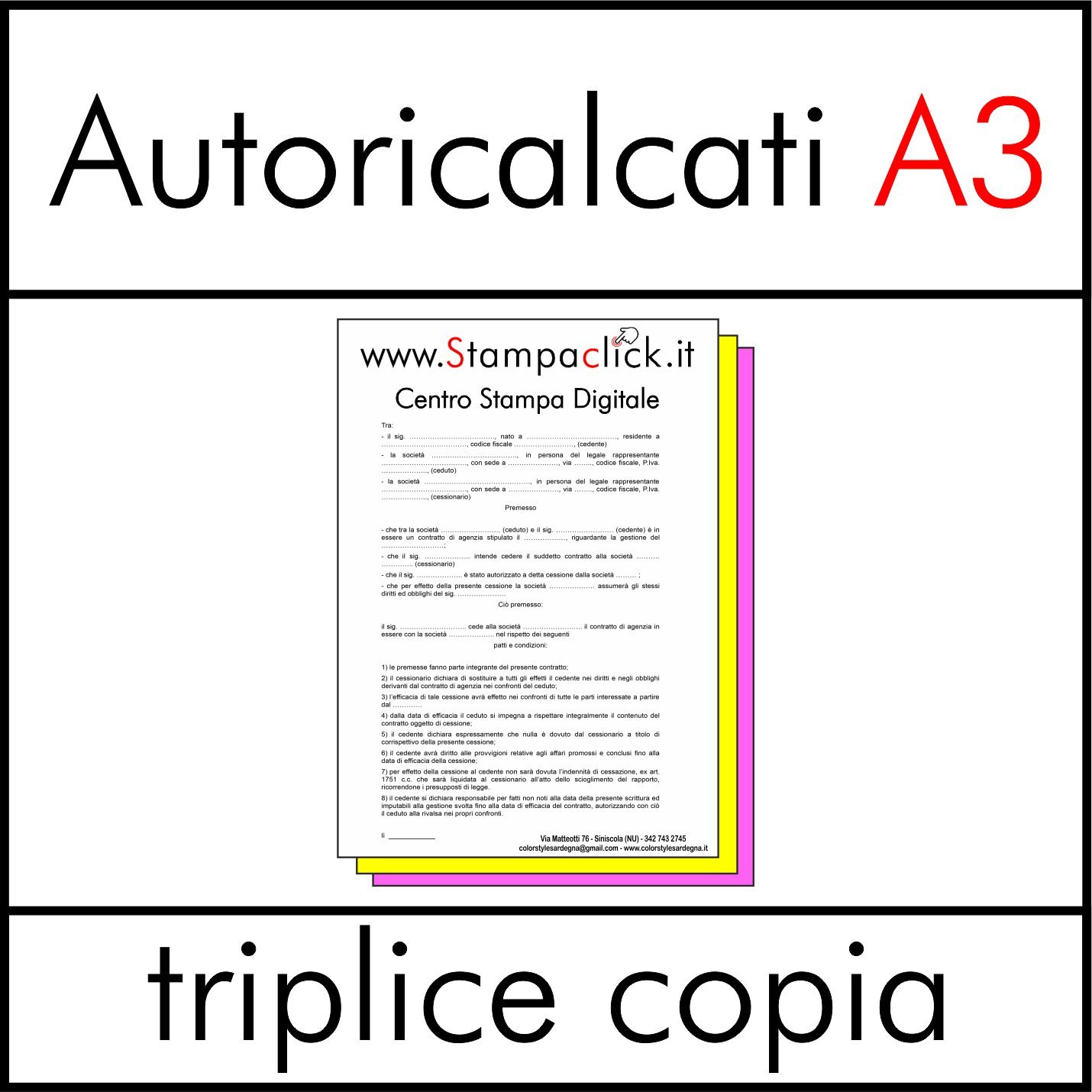 Stampa Blocchi in carta chimica copiativa